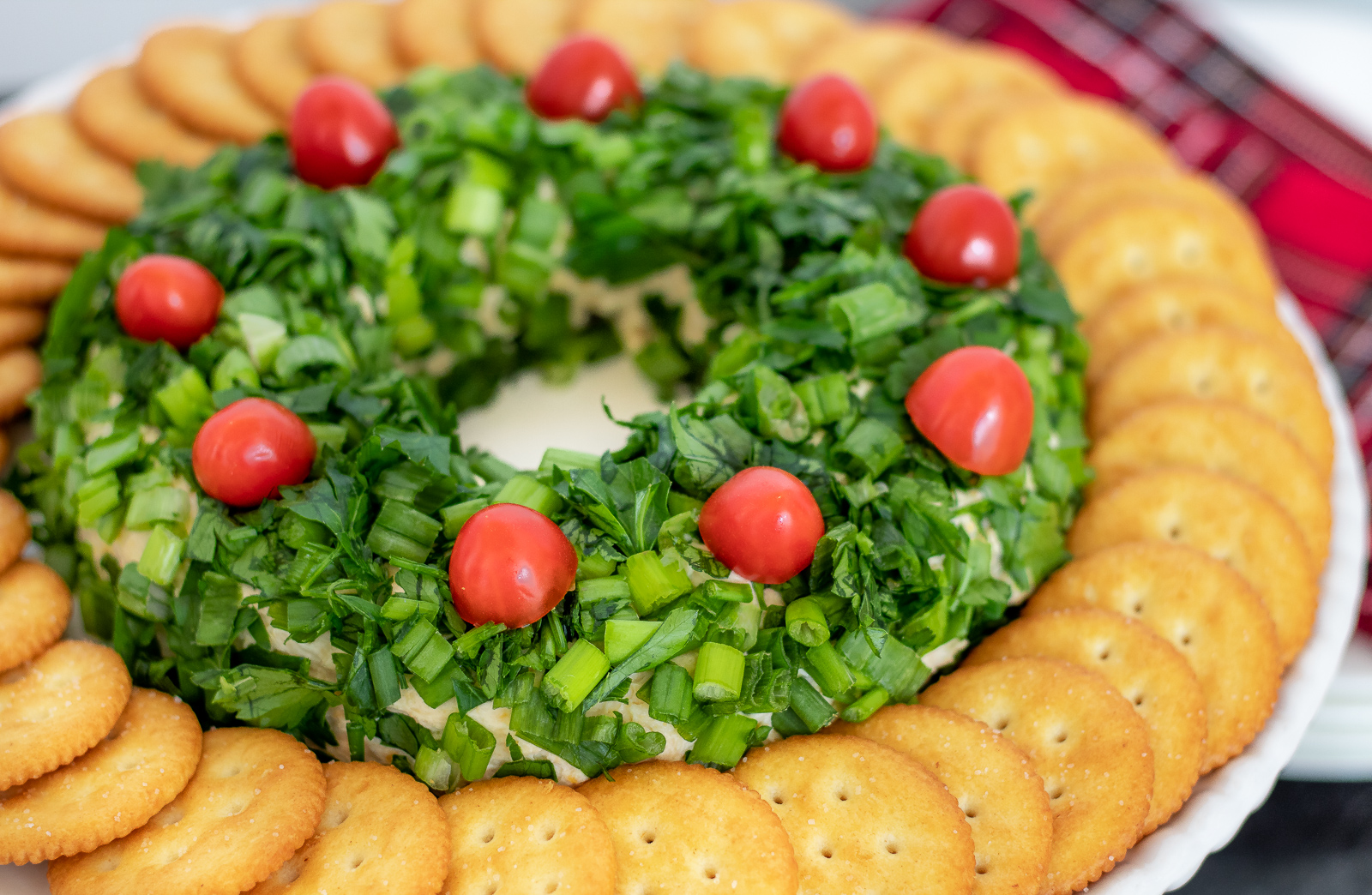 The easiest holiday wreath cheese ball you'll ever make.