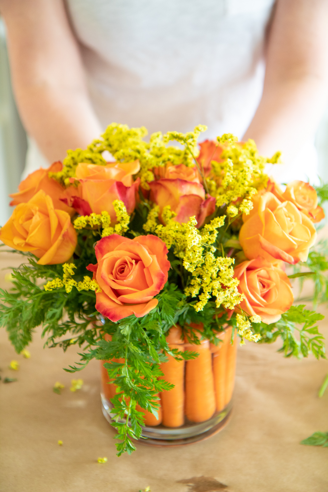 How to use carrots in a flower centerpiece