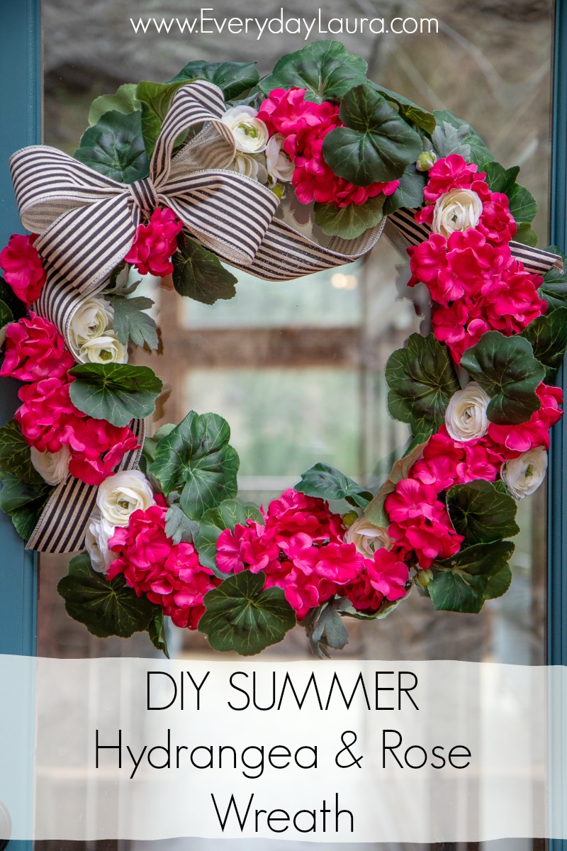 DIY Summer Hydrangea and Rose Wreath