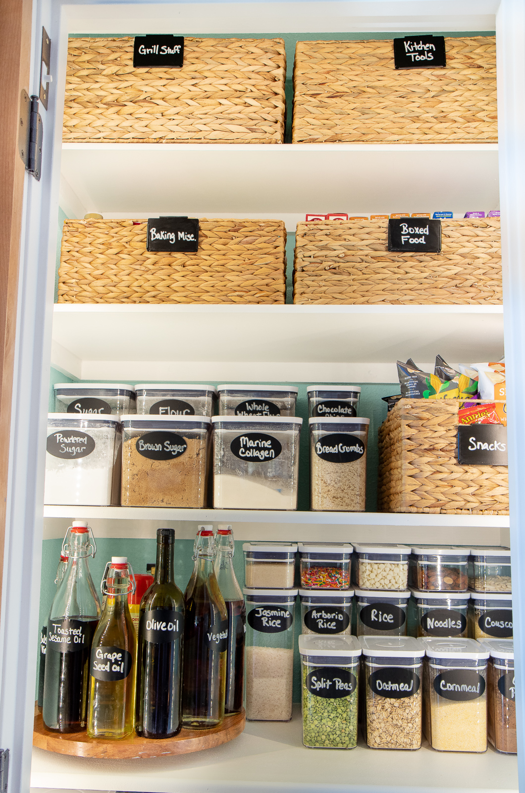 OXO food canisters in pantry