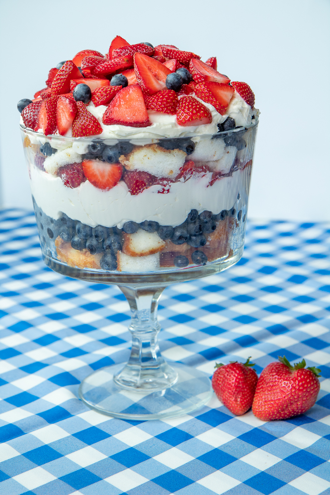 red, white and blue patriotic trifle