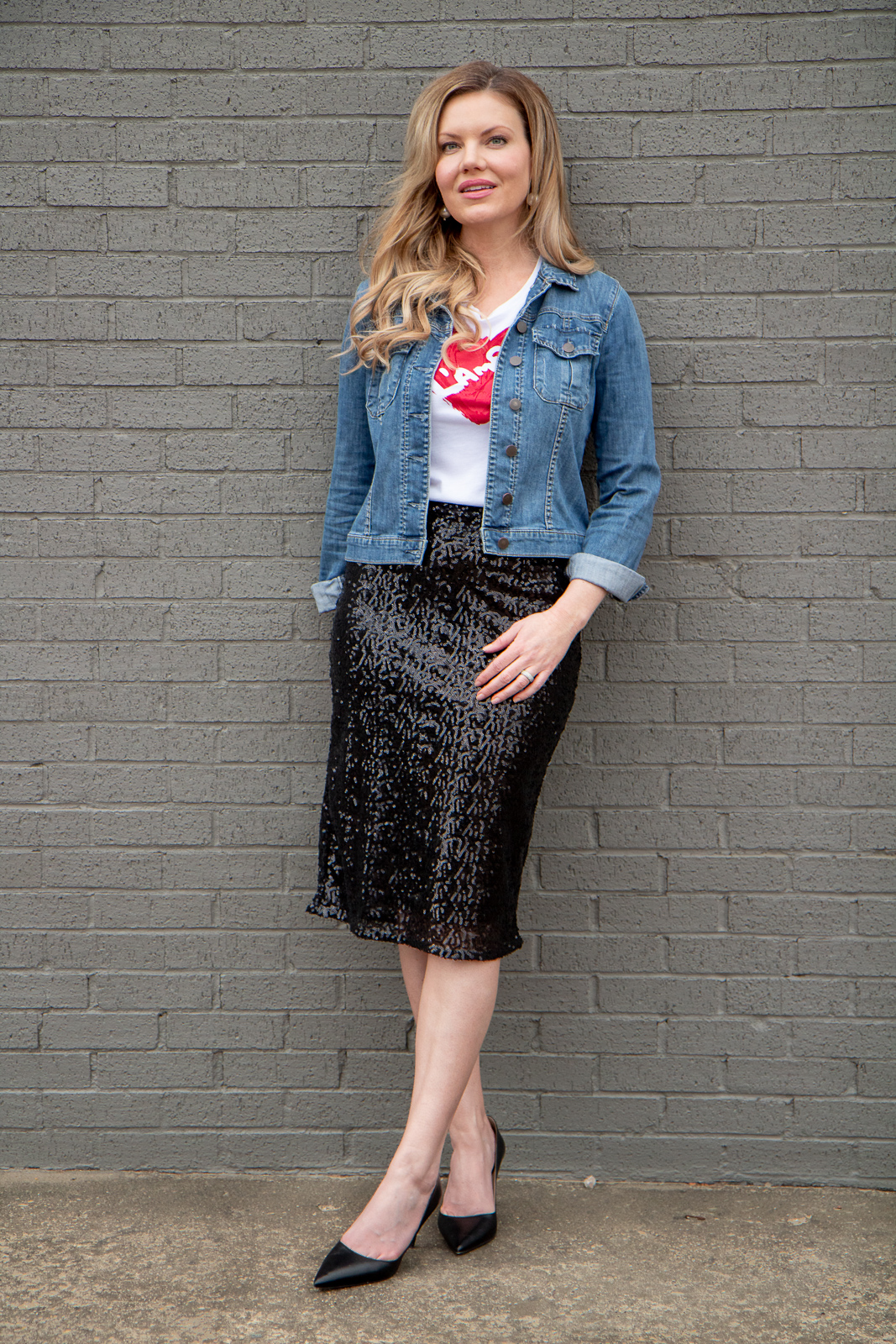 Sequin skirt outfit