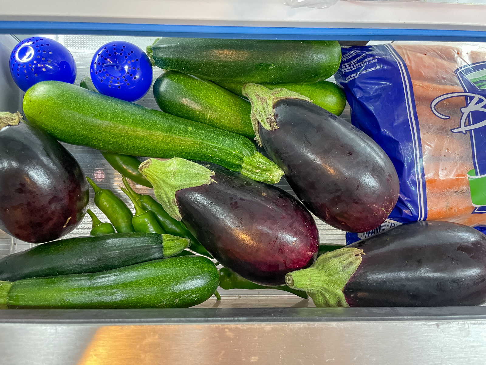 Zucchini, eggplant and jalapeno harvest